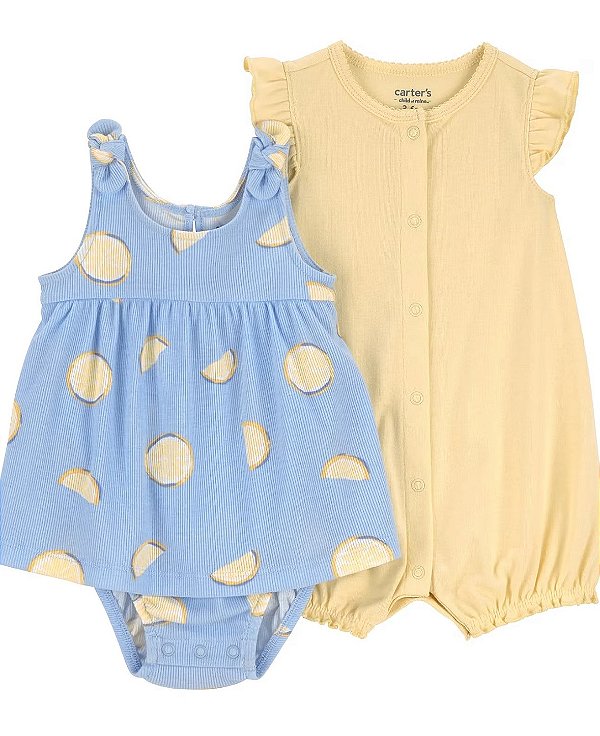 KIT 2 MACACÕES ROMPERS CHILD OF MINE by CARTER'S - LIMÃO - MENINA