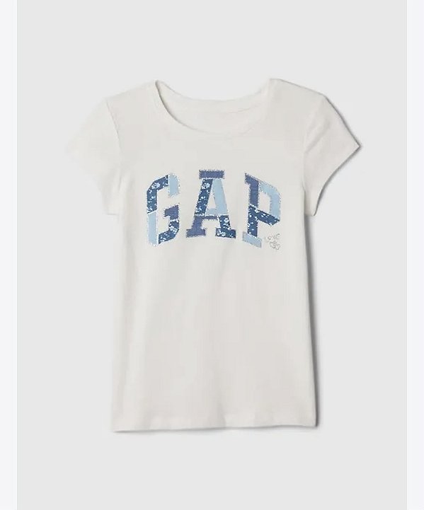 CAMISETA MANGA CURTA GAP - LOGO AZUL - MENINA