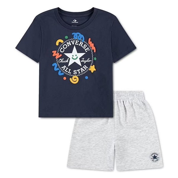 CONJUNTO VERÃO 2 PEÇAS CONVERSE - MARINHO E CINZA - MENINO