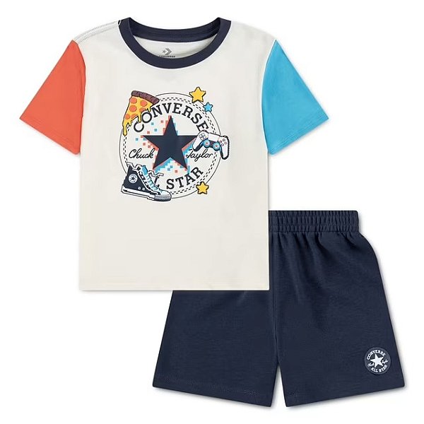 CONJUNTO VERÃO 2 PEÇAS CONVERSE - MARINHO E BEGE - MENINO