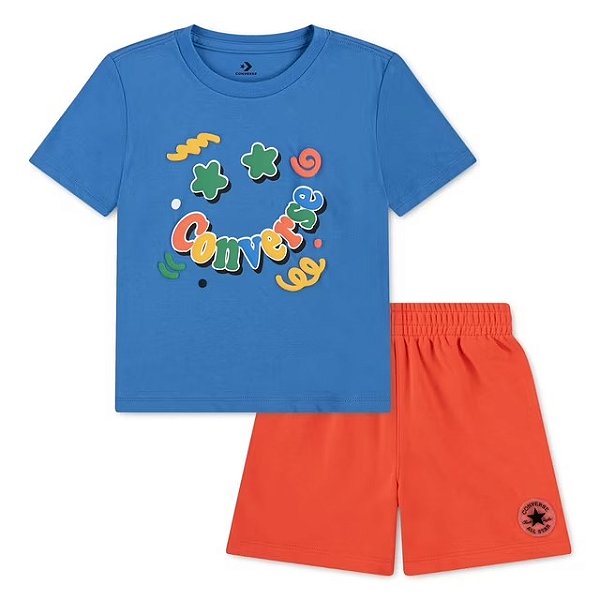 CONJUNTO VERÃO 2 PEÇAS CONVERSE - LARANJA E AZUL - MENINO
