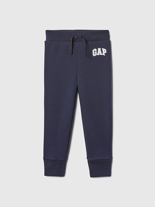 CALÇA MOLETOM FLANELADO GAP - AZUL ESCURO LOGO BORDADA CINZA - MENINO