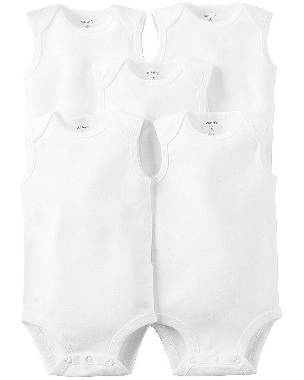 KIT 5 BODIES MANGA REGATA CARTER'S - BRANCO BÁSICO - UNISSEX