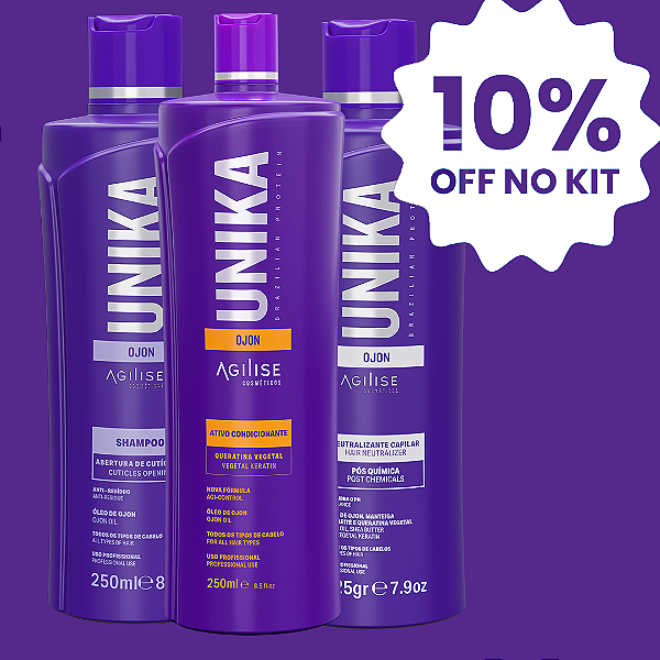 KIT UNIKA OJON 250ML - ALINHAMENTO, SHAMPOO E NEUTRALIZANTE (ACIDIFICANTE)