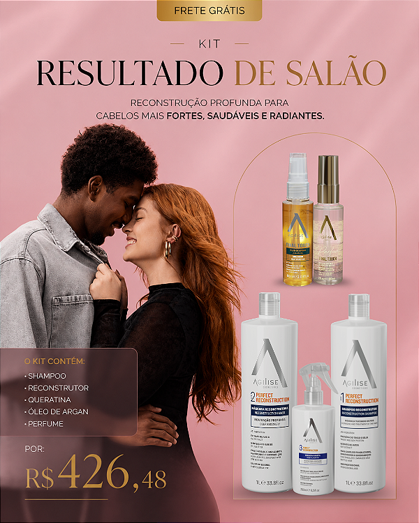 Kit Resultado de Salão: KIT RP RECONSTRUÇÃO PROFUNDA - SHAMPOO, RECONSTRUTOR E QUERATINA + ARGAN + PERFUME