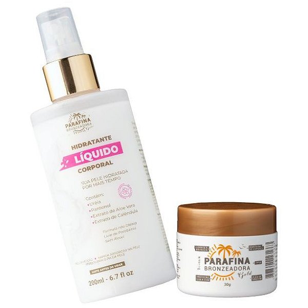 Kit Parafina Bronzeadora 30g Bronzeamento Rápido Hidratante Líquido Relaxante 200ml