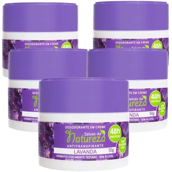 Kit 05 Desodorante Creme 50g Lavanda