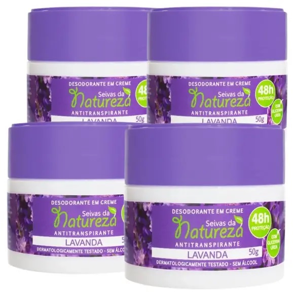 Kit 04 Desodorante Creme 50g Lavanda