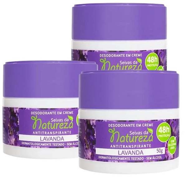 Kit 03 Desodorante Creme 50g Lavanda