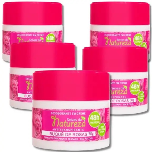 Kit 05 Desodorante Creme Buquê De Rosas