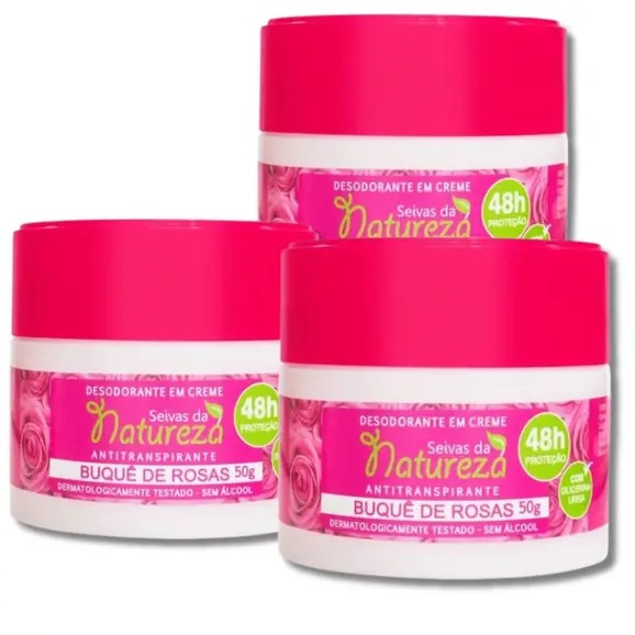 Kit 03 Desodorante Creme Buquê De Rosas