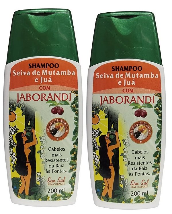 Kit 2 JABORANDI Shampoo Seiva de mutamba e Juá Sem Sal 200ml