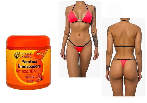 Kit  Parafina Bronzeadora - Amazonbronze - Pharmakos - 180g Brinde Biquíni
