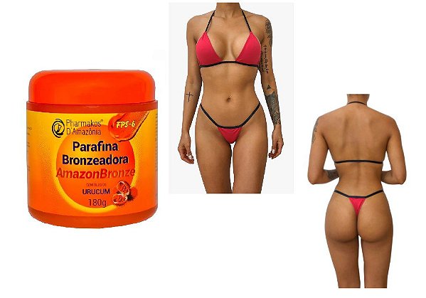 Kit  Parafina Bronzeadora - Amazonbronze - Pharmakos - 180g Brinde Biquíni