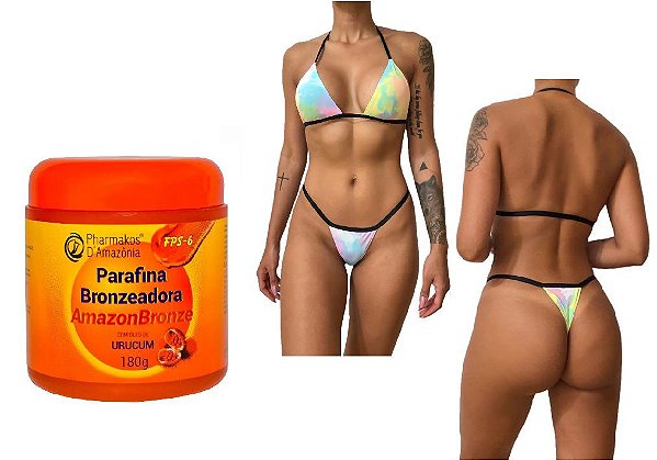 Kit  Parafina Bronzeadora - Amazonbronze - Pharmakos - 180g Brinde Biquíni