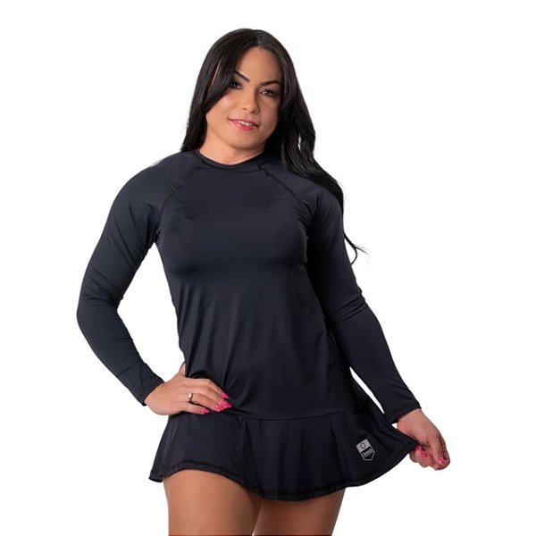 VESTIDO UV MANGA LONGA ADULTO - PRETA