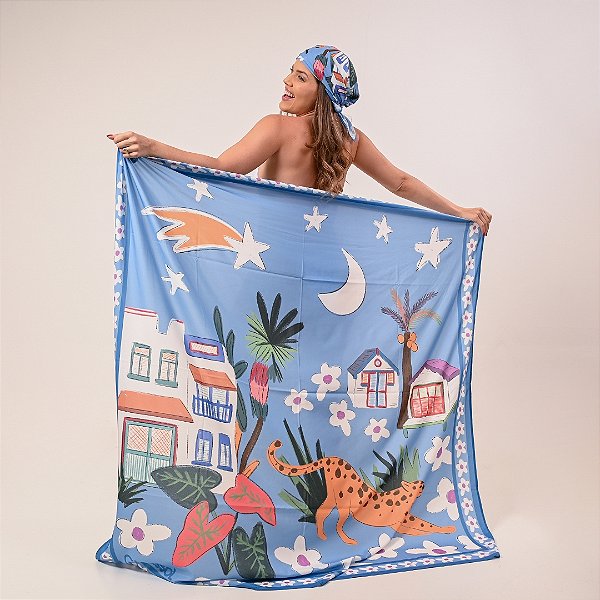 Canga Pareô Estampada - Seda Relux - Ref.LR282A