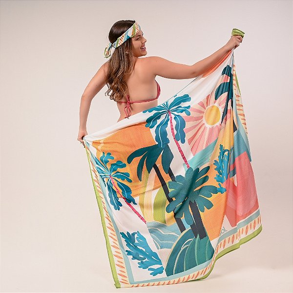 Canga Pareô Estampada - Seda Relux - Ref.P162