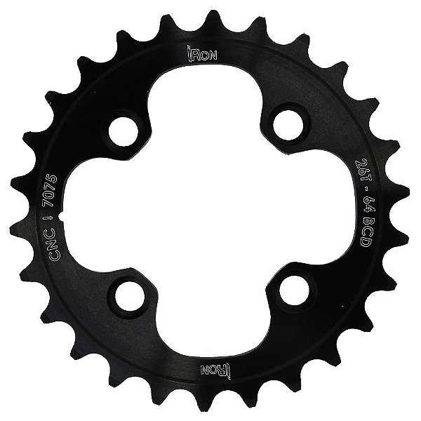 Coroa Iron Indexada BCD64 26T Shimano Duplo 7000/8000 Preto