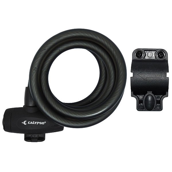 Cadeado Bicicleta com Chave e Cabo de Aço Calypso 1,5mx12mm Preto