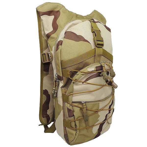 Mochila De Hidratação Soldier Blade Em Nylon Com Reservatório 2 Litros - Camuflado Marrom