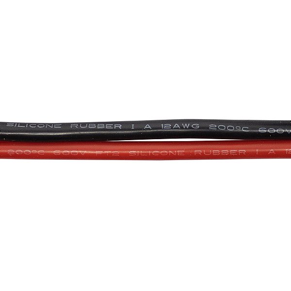 Fio de Cobre Revestido com Silicone Flexível - 12AWG - 2 Metros de Cada Vermelho/Preto