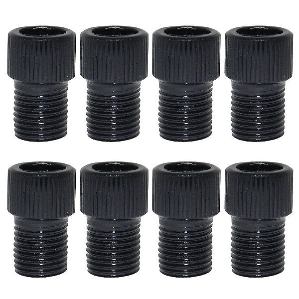 Kit 8 Adaptador De Válvula Presta - Americana CALYPSO Em Alumínio Preto