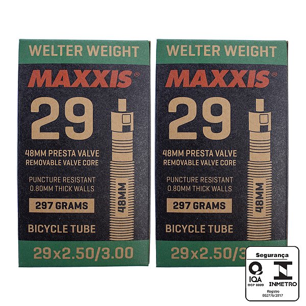 Kit 2 Câmaras Maxxis Welter Weight 29x2.50/3.00 Válvula Presta 48mm Preto