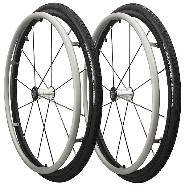 Roda Traseira Cadeira de Rodas 24x1 12f Esportiva Cinza/prata - Par