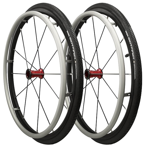Roda Traseira Cadeira de Rodas 24x1 12f Esportiva Cinza/vermelho - Par