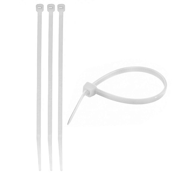Abraçadeira Plástica de Nylon 2,7x300mm 100 Unidades Branco