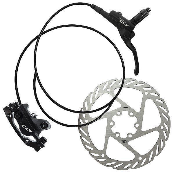 Freio a Disco Hidraúlico Traseiro Cly 160mm Preto/prata
