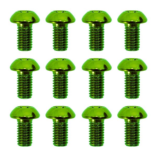 Parafuso Disco de Freio Bike Cly M5 9mm Aço Verde - 12 Unidades