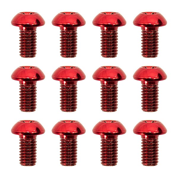 Parafuso Disco de Freio Bike Cly M5 9mm Aço Vermelho - 12 Unidades