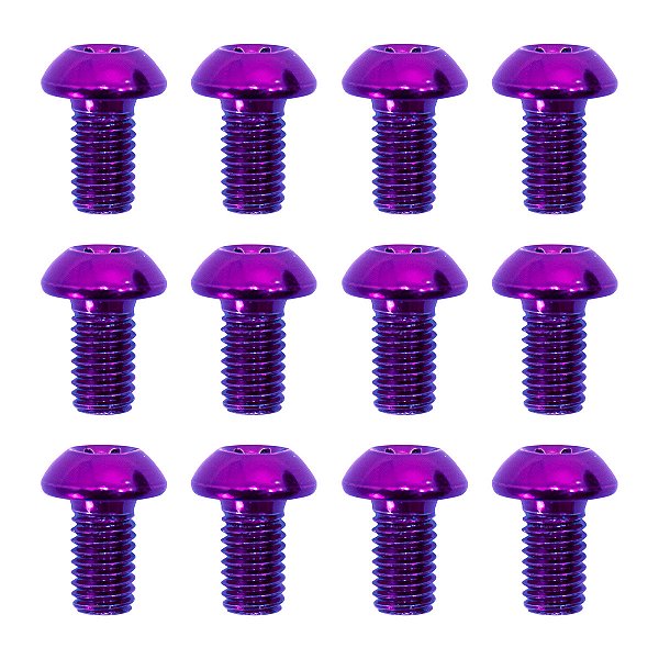 Parafuso Disco de Freio Bike Cly M5 9mm Aço Violeta - 12 Unidades
