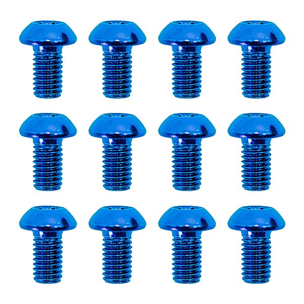 Parafuso Disco de Freio Bike Cly M5 9mm Aço Azul - 12 Unidades