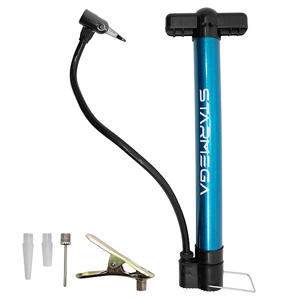 Bomba de Ar Manual para Bicicleta com Adaptador para Válvula Dunlop e Bicos Variados