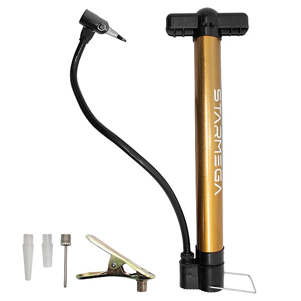 Bomba de Ar Manual para Bicicleta com Adaptador para Válvula Dunlop e Bicos Variados
