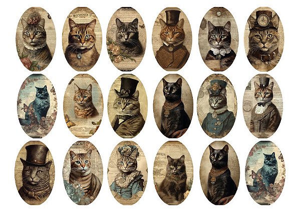 Adesivos Gato Vintage