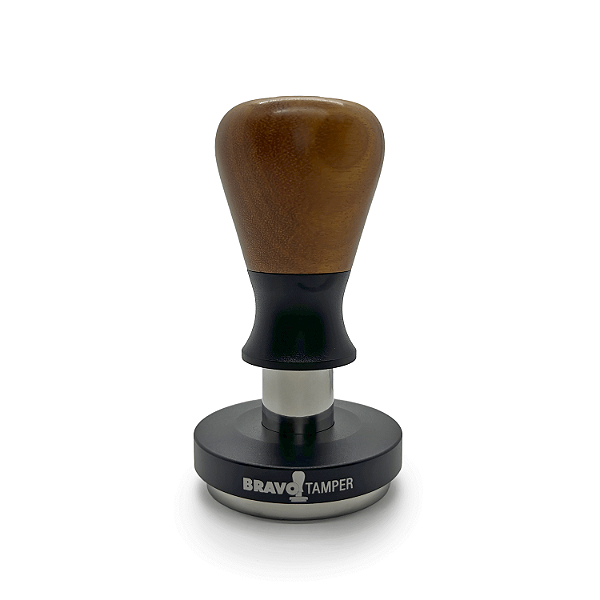 Tamper Bravo de Madeira Amarelinha | Punho Preto Fosco | Base Preto Fosco