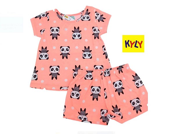 Pijama Fem. Kyly Tam 14 Panda 100% algodão original