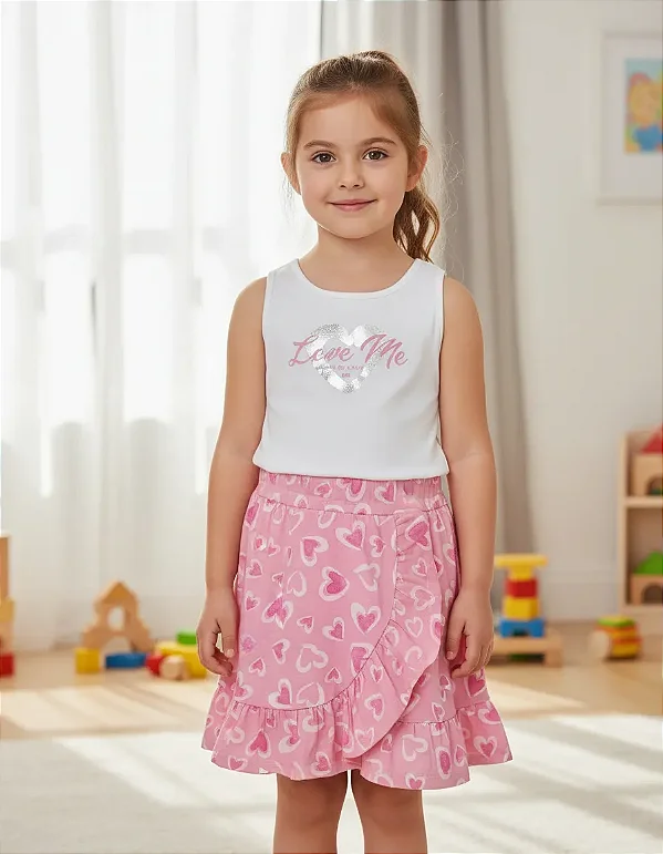 Conjunto Boca Grande Love me Feminino Infantil - tamanho 12