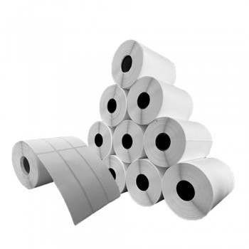 Cx 10 Un Rolos Etiqueta 33X100mm 3 Colunas Couche Adesiva