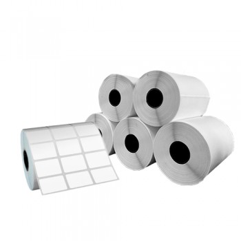 Cx 5 Un Rolos Etiqueta 33X21mm 3 Colunas Couche Adesiva
