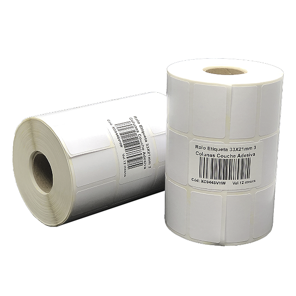 Rolo Etiqueta 33X21mm 3 Colunas Couche Adesiva 3875UN (31M) Tub 1"