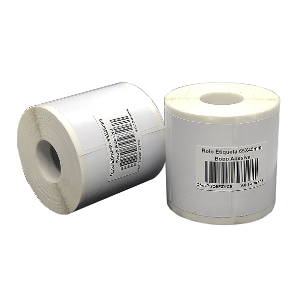 Rolo Etiqueta 65X45mm Bopp Adesiva 650UN (31M) Tub 1"