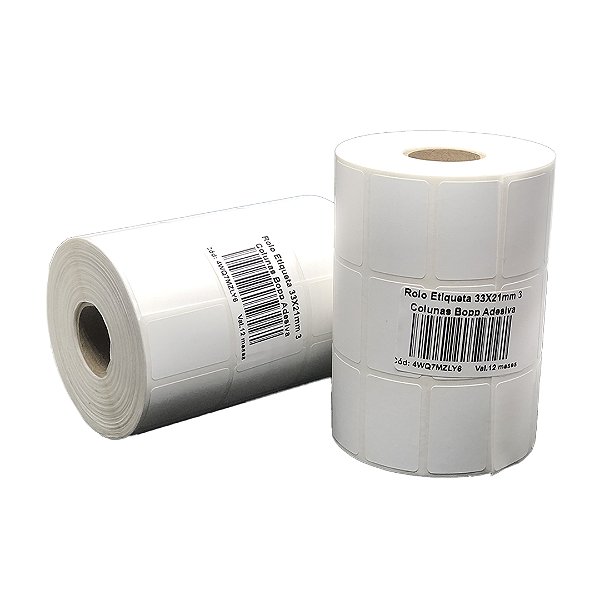 Rolo Etiqueta 33X21mm 3 Colunas Bopp Adesiva 3875UN (31M) Tub 1"