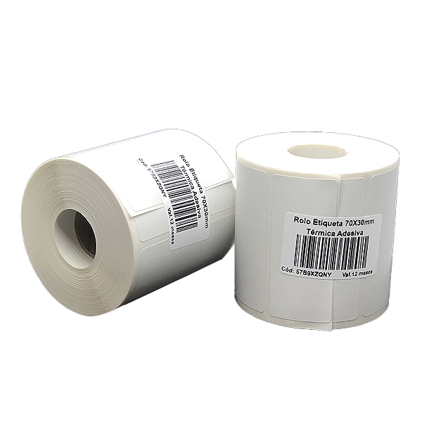 Rolo Etiqueta 70X30mm Térmica Adesiva 950UN (31M) Tub 1"