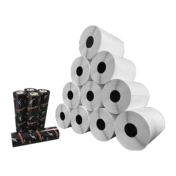 Kit 10 Un Rolos Etiqueta 100X100mm Bopp + 5 Ribbons Resina