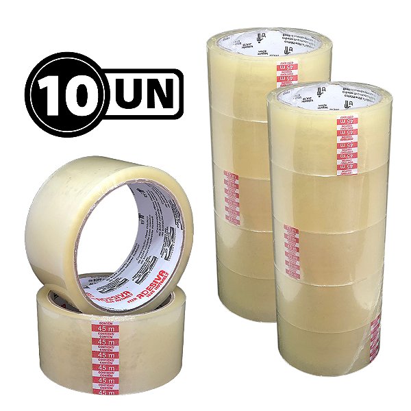 Kit 10 Un Fitas Adesivas 45x45 Transparente Premium 1525 Koretech